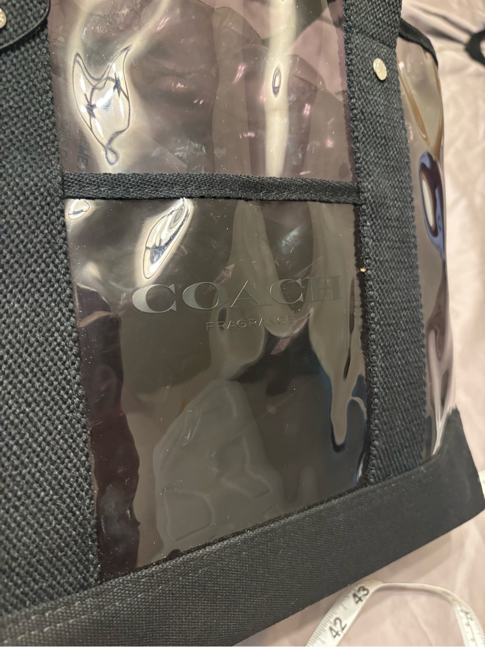 Coach Fragrance Clear Black PVC Tote Bag Large Reusable Shopper Travel Beach - Picture 8 of 12